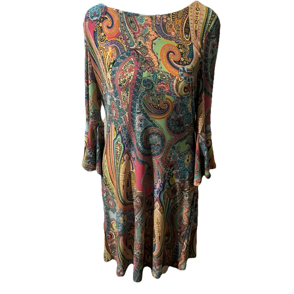 Tommy Hilfiger Womens Paisley Print Dress With Flare Sleeves Size 6 EUC